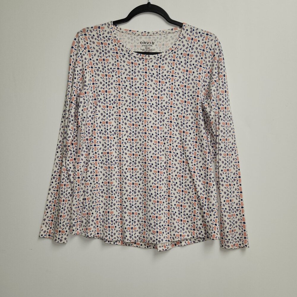 Orvis Womens Perfect Tee Medium Long Sleeve Patterned Top 4010